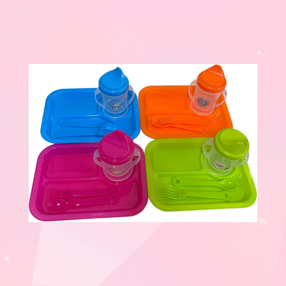 KIT REFEICAO PLASTICO INFANTIL 4 PECAS,CRIANCA,MENINA,MENINO 61177