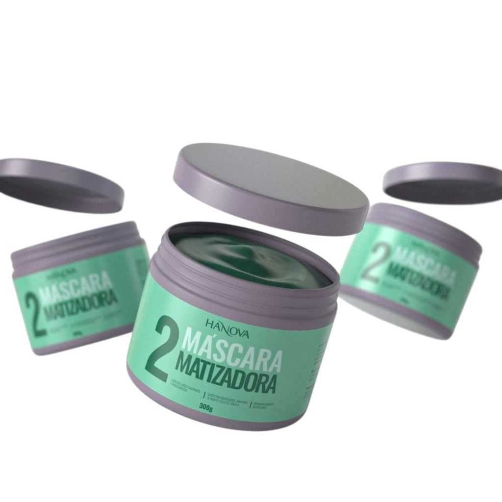 Máscara Matizadora Verde para Cabelos Loiros e Descoloridos Hanova 300g