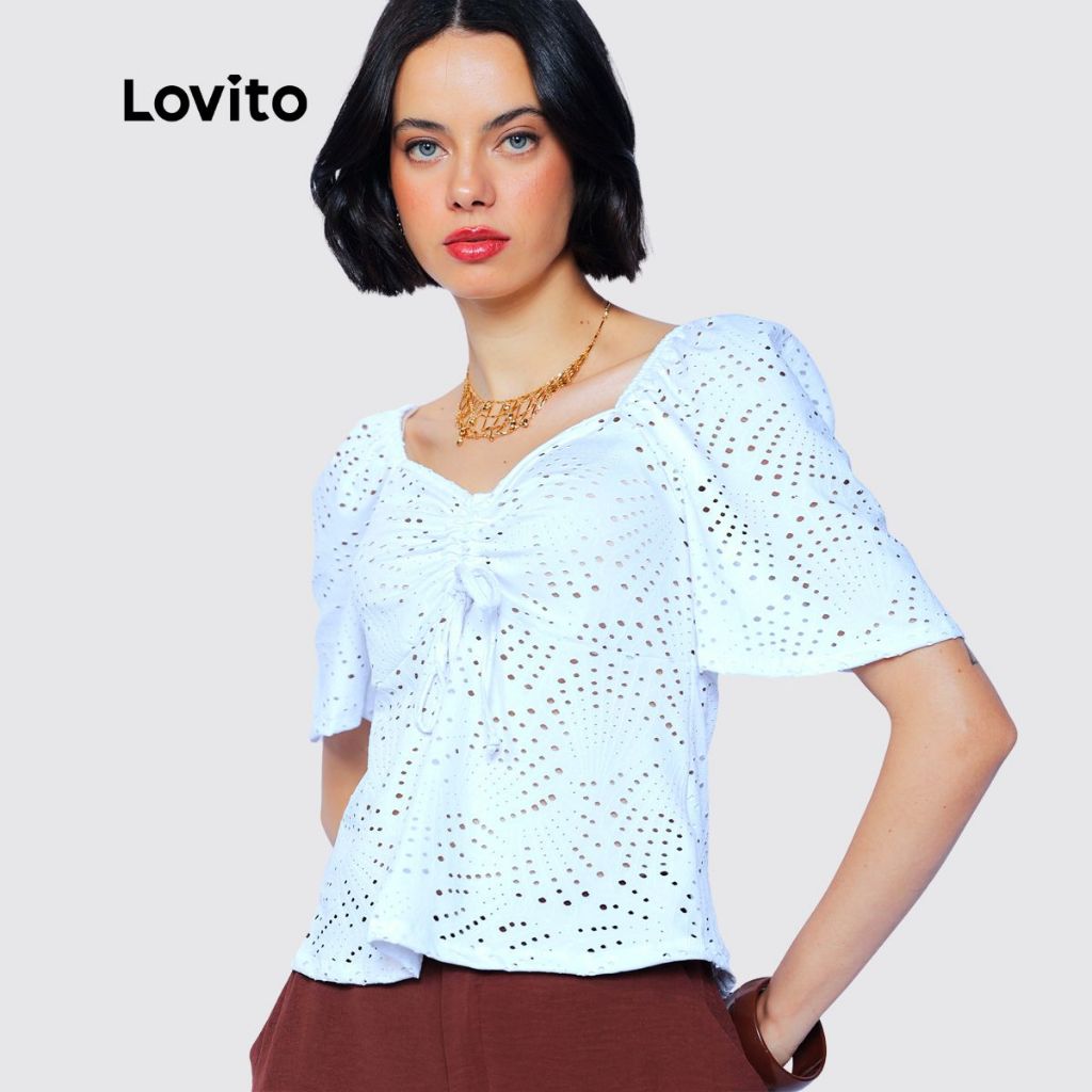 Lovito Blusa Casual Lisa Feminina LB777BRL807 em Oferta na Shopee