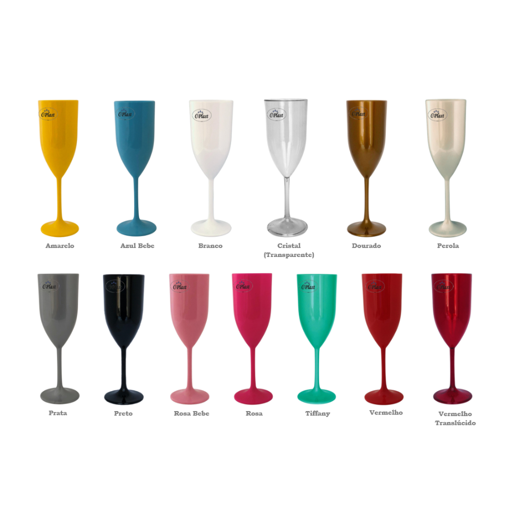 Kit com 20, 25 ou 30 Taças Espumante 170ml em Acrilico - Resistentes e Lindas p/ festas e casamento