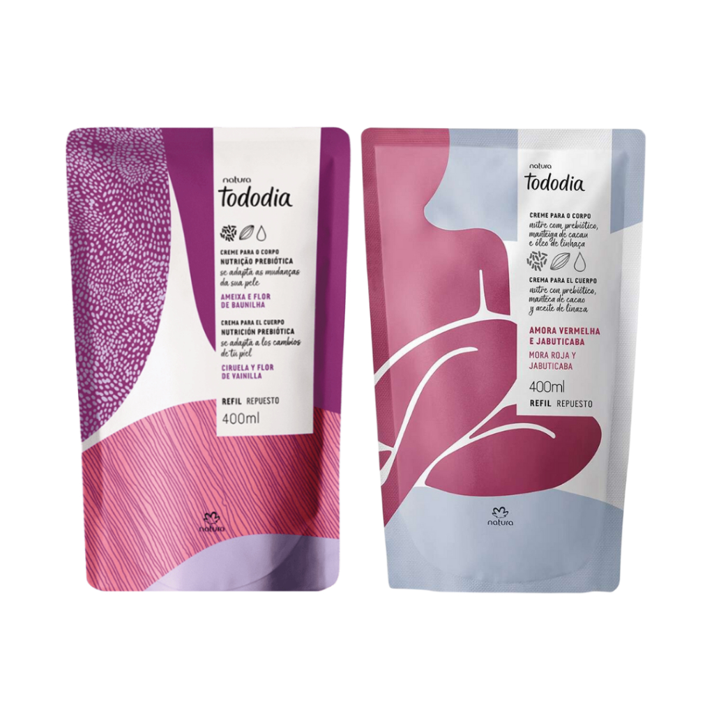 Refil Creme Hidratante Corporal Natura Tododia Amora Vermelha e Jabuticaba / Ameixa e Flor 400ml em Oferta na Shopee