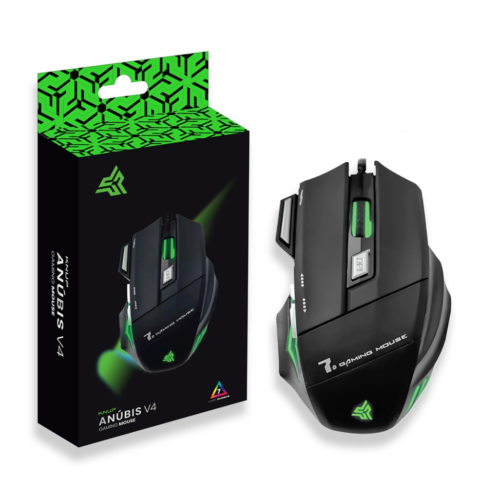 Mouse Gamer 2400dpi para Jogo Óptico 7 Botões Profissional Ergonômico com fio RGB USB PC KP-V4