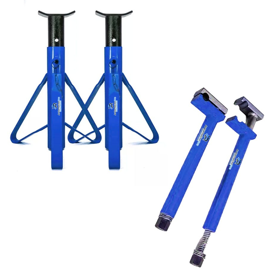 Kit 2 Cavaletes 2 Toneladas + Encolhedor Rápido De Molas Azul Universal