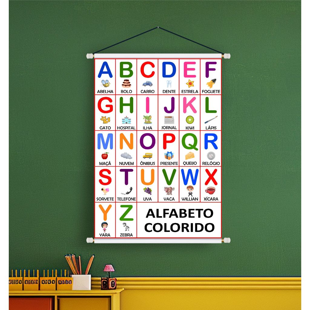 BANNER PEDAGÓGICO ESCOLAR ARTE PRONTA - ALFABETO COLORIDO