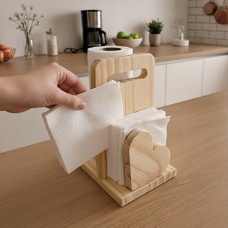 Porta Papel Toalha E Porta Guardanapo de Madeira 2 em 1 Casa Decorada Cozinha Mesa Posta em Oferta na Shopee