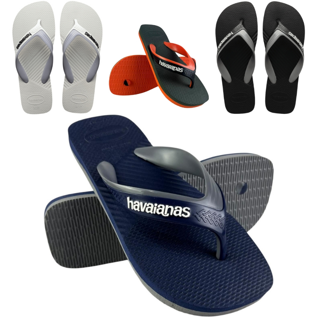 Chinelo Havaianas Dual Masculino Original Preto Laranja Tiras Duplas Confortável