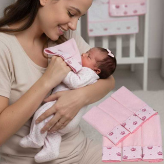 Kit 06 Un. Toalhinhas Ombro ou Boca Tipo Babete Em Algodão Overlocada E Detalhes Em Tecidos Estampados 20cm x 40cm em Oferta na Shopee