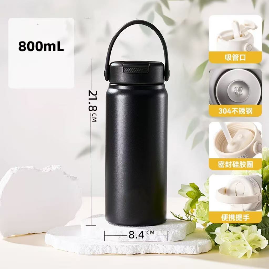 Garrafa Térmica inox 800ml garrafa espacial Quente Frio Com Isolamento Térmico com canudo 1368
