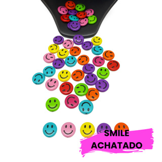 Entremeio Smile Achatado 14mm Acrílico Colorido Miçanga Artesanato Bijuteria Furo Passante em Oferta na Shopee