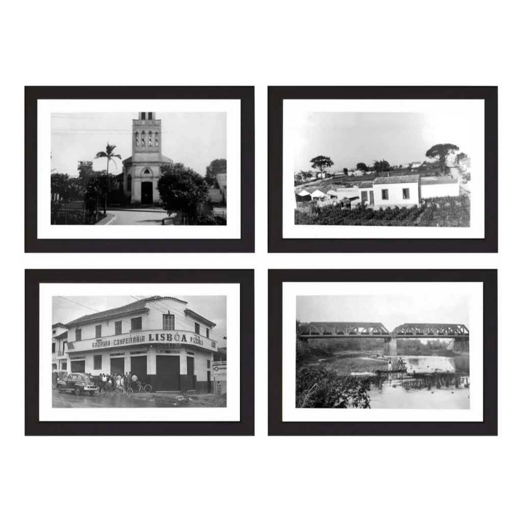 Kit 4 Quadros Decoração Tatuapé Bairro Zona Leste Retrô ZL Foto Antiga