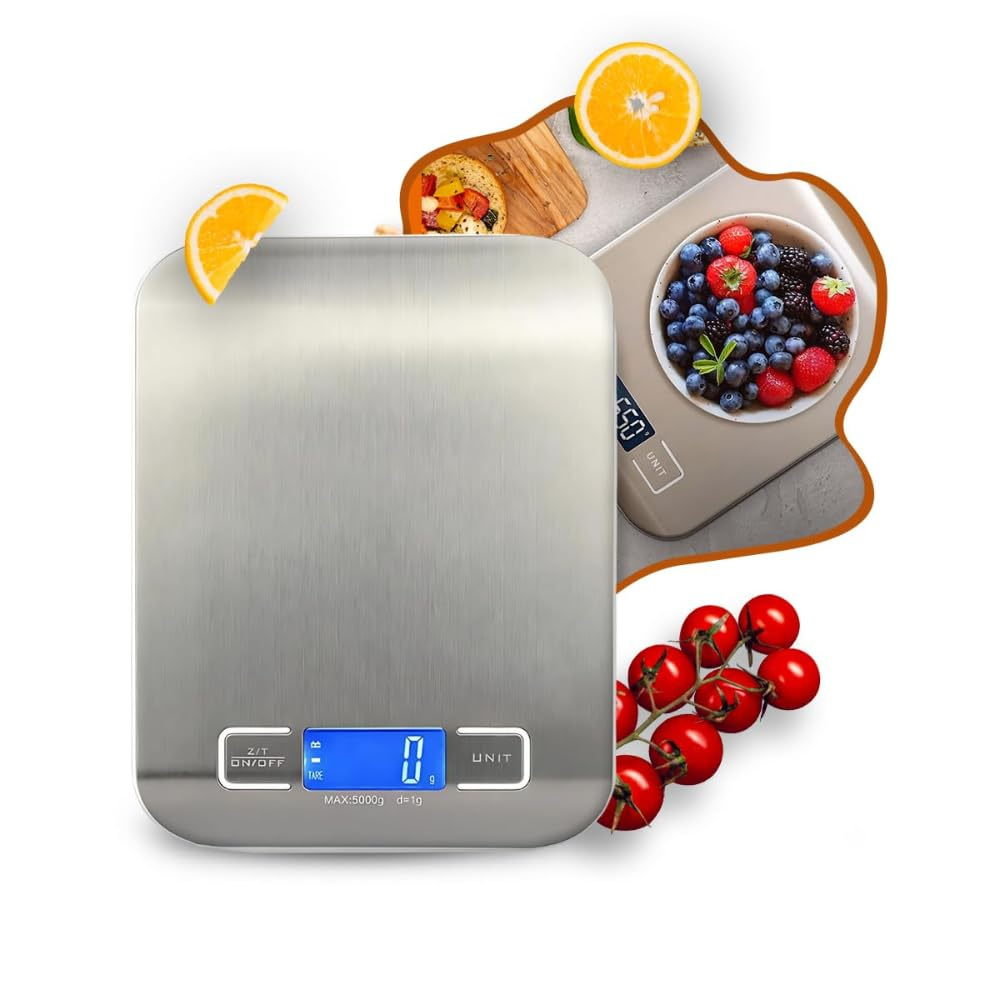 Balança Digital de Cozinha Inox 10kg com Display LCD – Alta Precisão, Função Tara, Portátil e  Resistente Água