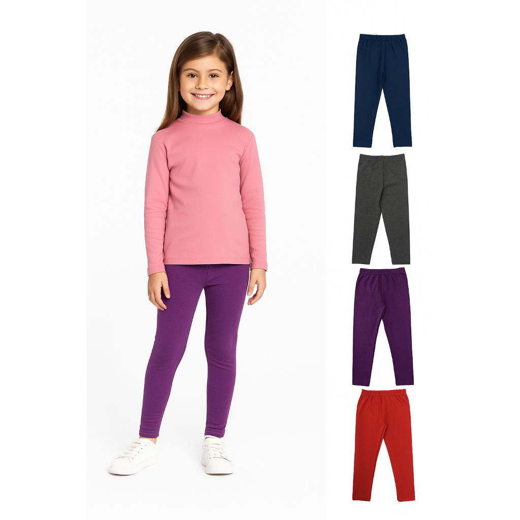 Kit 3 ou 6 Leggings Infantis Menina Cotton Conforto Premium Roupa Infantil Tam 4 ao 16