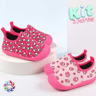 Kit 2 Pares Tênis Calce Fácil Infantil Menina Colegial Macio e Confortável em Oferta na Shopee