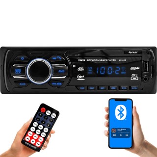 Rádio MP3 Som Automotivo Bluetooth Universal 1 Din LED Azul USB Auxiliar Leitor Cartão SD 3010