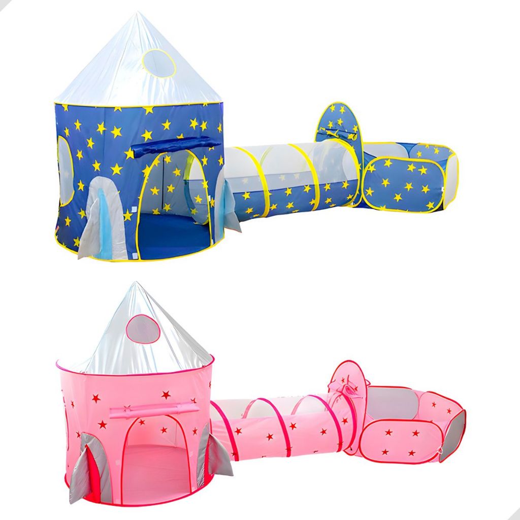 Barraca infantil para Meninas, Meninos c/Túnel Tenda Dobrável Piscina de Bolinhas, Cesta de Basquete