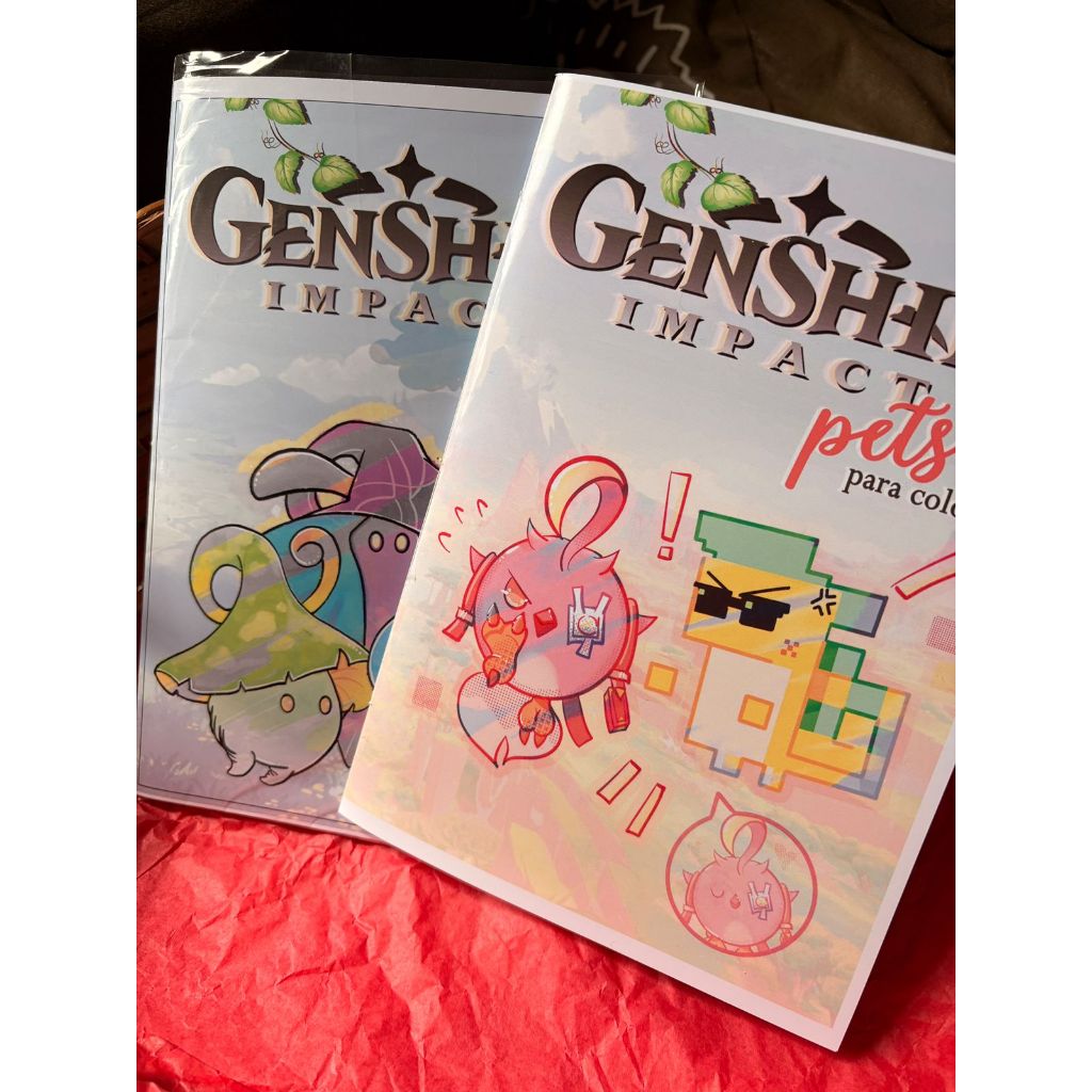 2 Livros de colorir de Genshin Impact | Produto ilustrado por artista artesanal | livro colorir adultos crianças