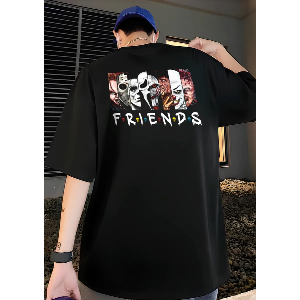 Camiseta Oversized Unissex Filme Friends Série Jason It Chuck Halloween Comédia Terror Personagens