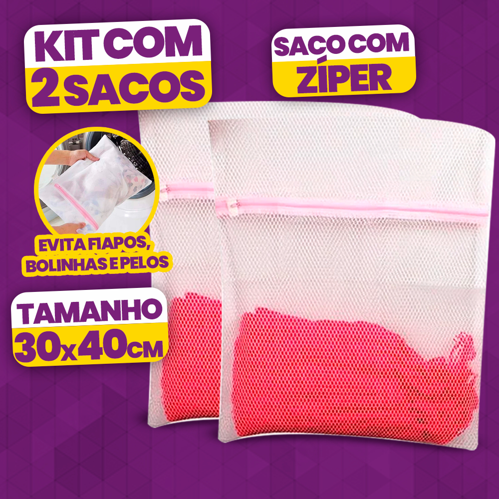 Kit Sacos para Lavar Roupas 30x40cm com Zíper – Protege Peças Delicadas e Evita Fiapo Lavadoura Maquina e Tanquinhos