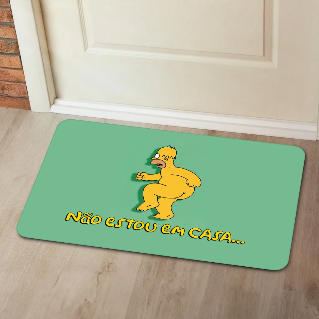 Tapete Porta Divertido Homer Simpson Não Estou em Casa 35x58cm Antiderrapante e Borda Soldada