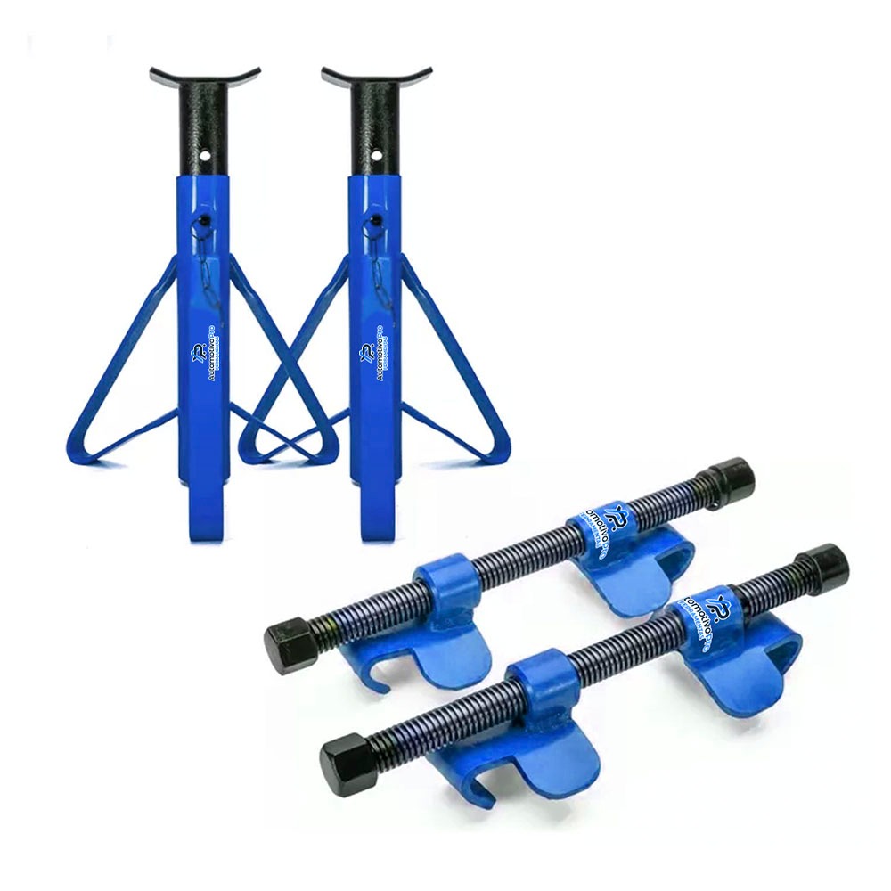 Kit Com 2 Cavaletes 2 Toneladas + Encolhedor De Molas Uma Garra Universal