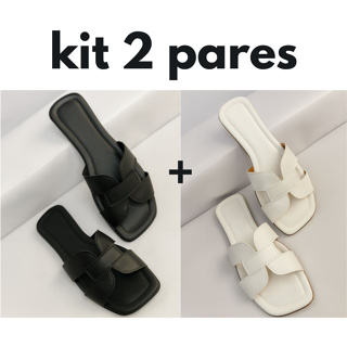 Kit 2 pares Sandália Rasteira Feminina Tendência Moderna em Oferta na Shopee