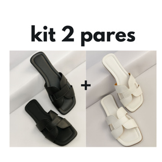 Kit 2 Pares Sandália Rasteira Feminina Moderna Estilosa em Oferta na Shopee