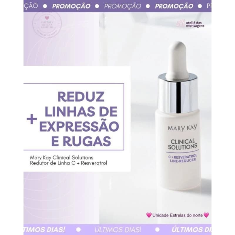 Redutor de Linhas Mary Kay Clinical Solutions C + Resveratrol 15ml – Firmeza, Luminosidade e Antioxidante Potente