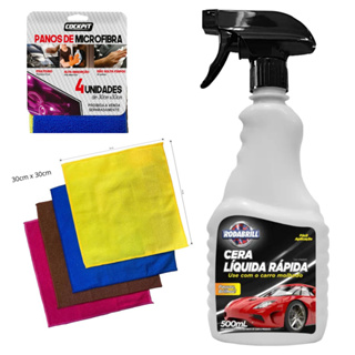 Cera Líquida BRILHO IMEDIATO c/ CARRO MOLHADO 500ML Rodabrill + Opção c/4 Panos Microfibra (ESCOLHA) em Oferta na Shopee