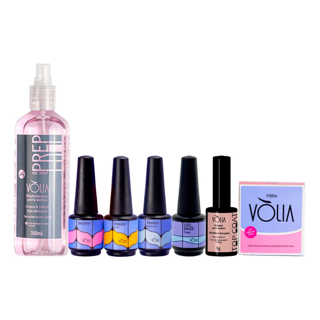 Kit Completo Blindagem Das Unhas Volia - Prep Primer Desidrat Fibra Topcoat Gel Base em Oferta na Shopee