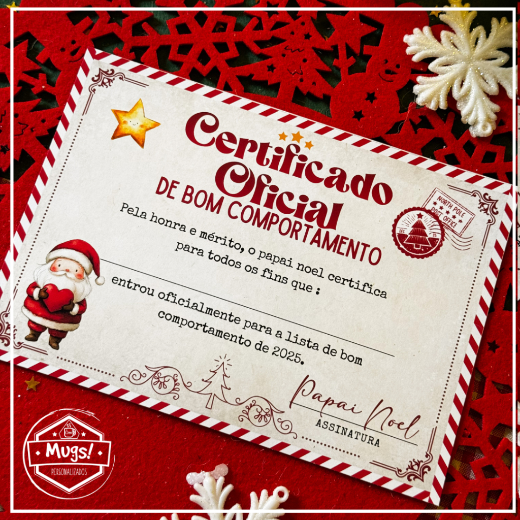 Certificado de bom comportamento para criança - mimo infantil_Feliz Natal_Cartão de agradecimento ao cliente_MOD1152