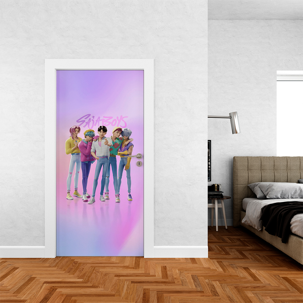 Capa de Porta de Casa Em Tecido |Anime| Artistas KPOPI Japonês| Em tecido | Decoração Quarto e Sala | Tam: 0,85 x 2,10