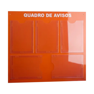 Quadro Aviso Gestão Á Vista Painel Informativo 5 Displays A4 ACM Laranja Porta Folhas Organização em Oferta na Shopee