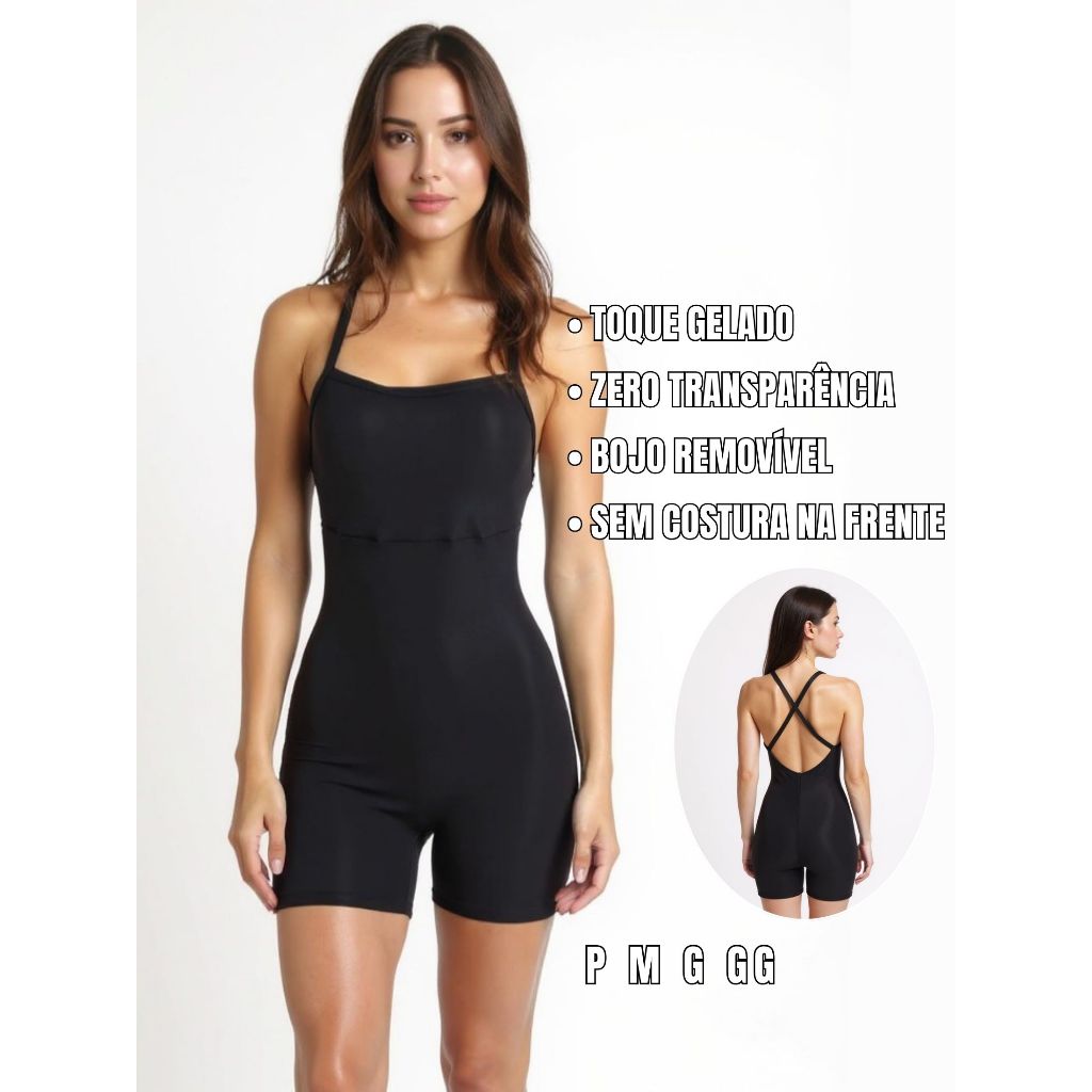 Macaquinho Feminino Academia Alça Cruzada Fitness Zero Transparência em Oferta na Shopee