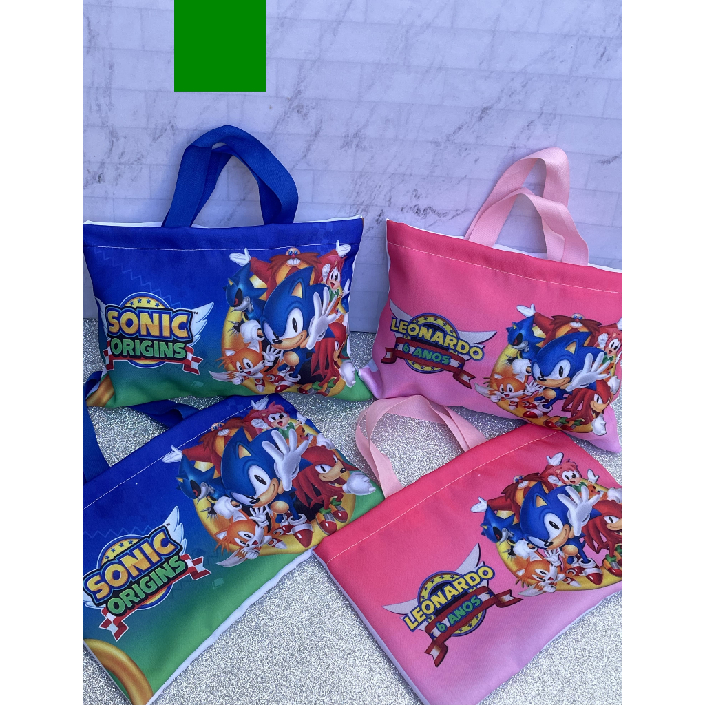 Sacolinha Eco Bag personalizada Sonic Festa Aniversário Lembrancinha Saquinho Infantil
