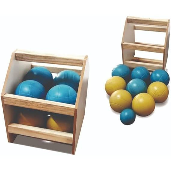 Jogo de Bocha Com Suporte De Madeira 8 Bolas + 1 Bolim Esporte Lazer Recreação Infantil Adulto