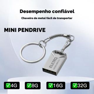 Mini Pendrive Original Modelo Chaveiro Metal Usb 4G/8G/16G/32G em Oferta na Shopee