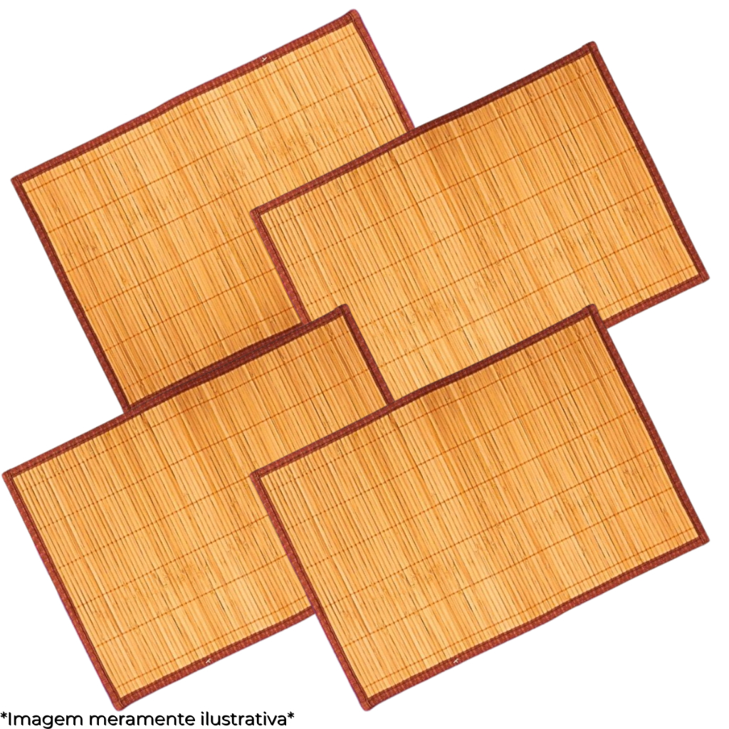 Kit 4 Lugar Americano de Bambu com Borda Retangular Ideal para Mesa de Jantar e Cozinha - Tuut em Oferta na Shopee
