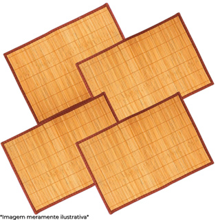 Kit 4 Lugar Americano de Bambu com Borda Retangular Ideal para Mesa de Jantar e Cozinha - Tuut em Oferta na Shopee