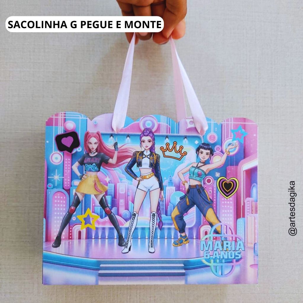Sacolinha G Personalizadas GUERREIRAS DO K-POP | Lembrancinhas | Papelarias  | Fazemos qualquer tema