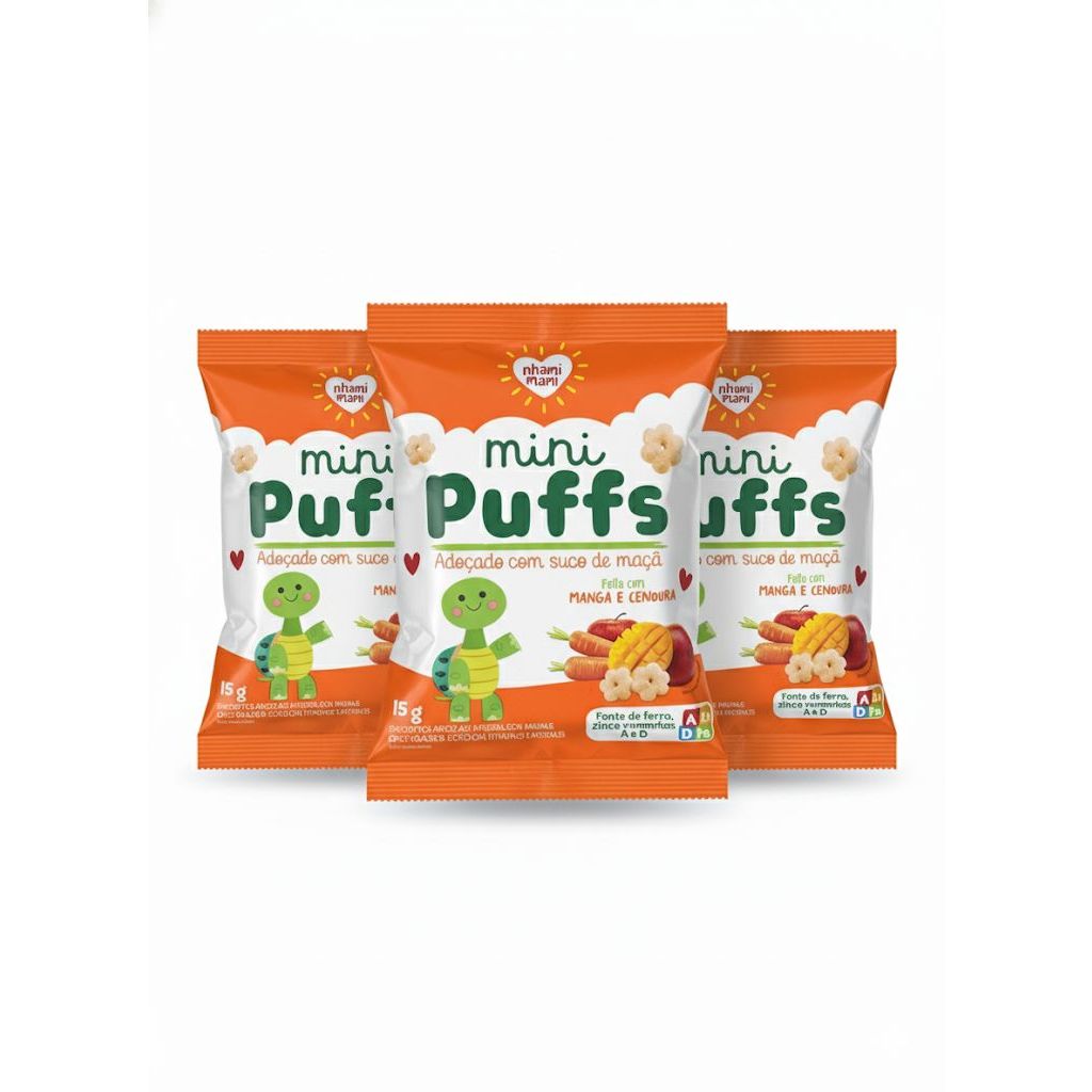 kit Biscoito Mini Puffs - Manga e Cenoura - 15g Nhami Mami