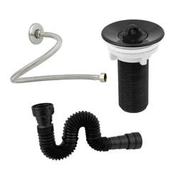Sifão Pia Tanque + Engate 40cm + Válvula Preta 7/8 Abs de Engenharia