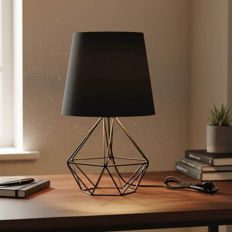 Abajur Luminária de Mesa Base Diamante Aramado C/ Cúpula Tecido Bivolt em Oferta na Shopee