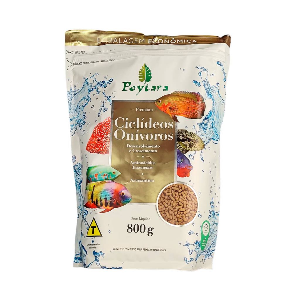 Ração Para Peixes Poytara Ciclídeos Onívoros 800g Refil Saco em Oferta na Shopee