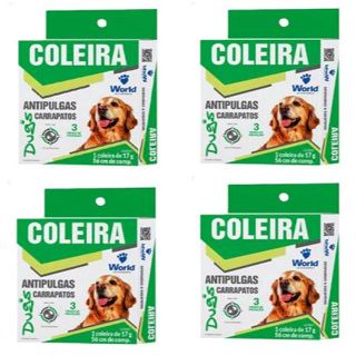 Kit 4 Coleira World Veterinária Dug's 17g Antipulgas para Cães - 56cm em Oferta na Shopee