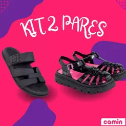 Kit 2 Pares Chinelo Nuvem Infantil Menina & Sandália Aranha Tratorada Feminina Promoção Black Friday