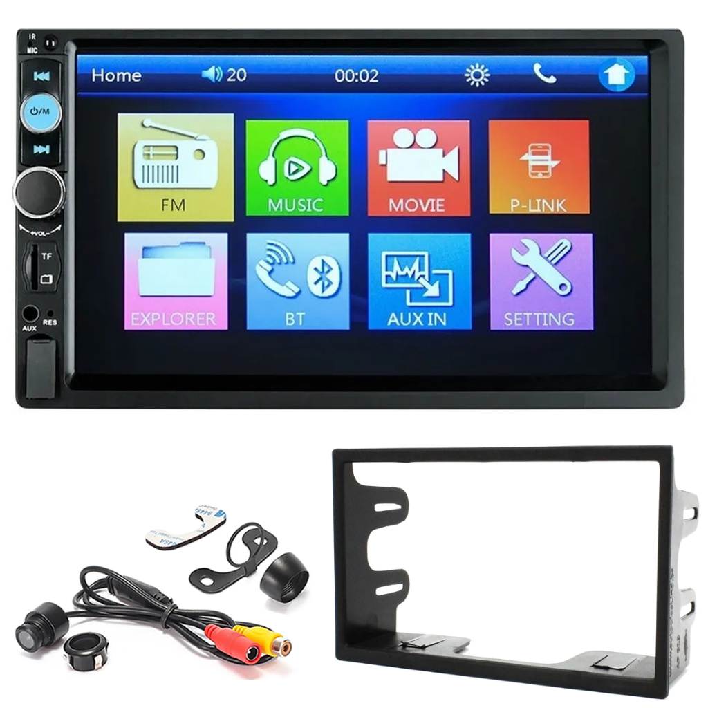 Kit Multimídia Mp5 2din Polo (2005 até 2013) Bluetooth Espelhamento USB + moldura + Câmera de Ré