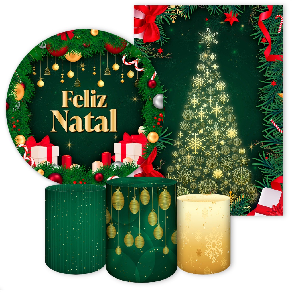 Capa e Painel Festivo Decoração Sublimado em Helanca Tema Natal