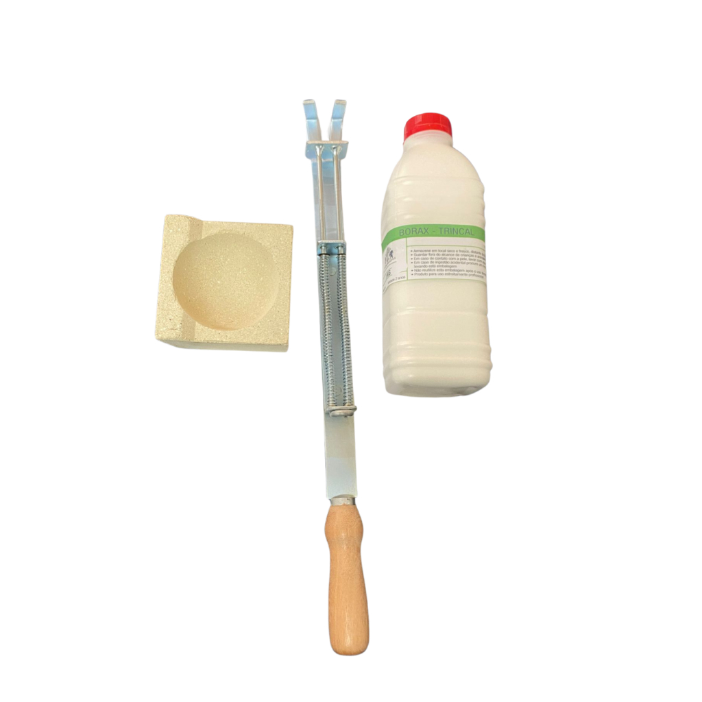 Kit Para Fundição com Suporte de cadinho Grande+ Bórax 1KG+ Cadinho N4