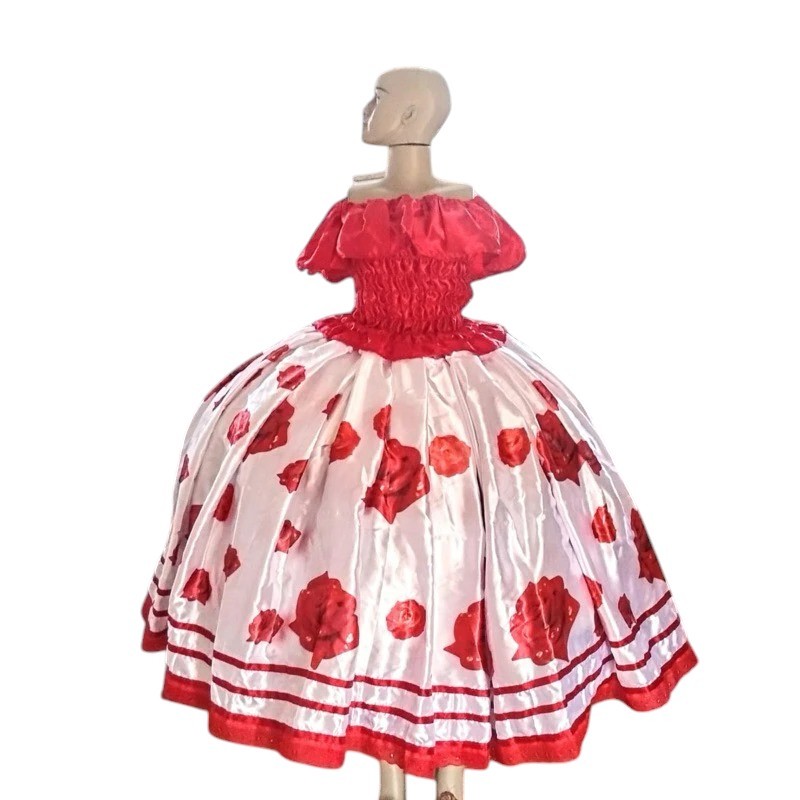 ROUPA MARIA NAVALHA, ROUPA CIGANA, ROUPA DE POMBOGIRA COM FLORES VERMELHO - CANDOMBLÉ E UMBANDA