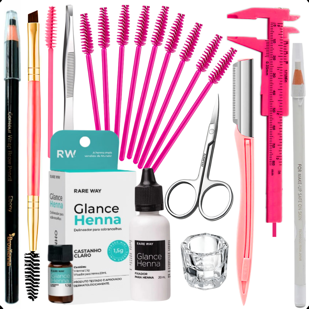 Kit Design Sobrancelhas Henna Glance Rare Way Hipoalergenica em Oferta na Shopee